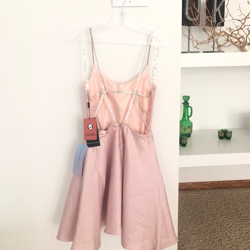 Blush pink never worn rhinestone strap dress